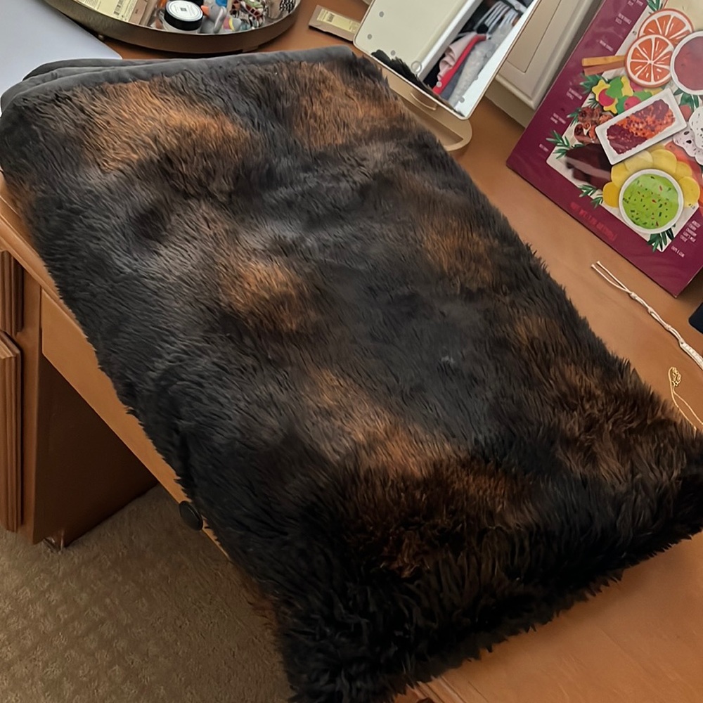 Brown Pottery Barn Fur Throw